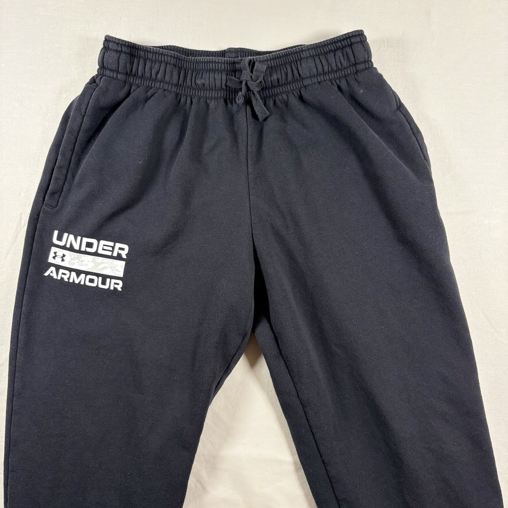Under Armour Fleece Jogger Sweatpants Mens M Black Graphic Logo Athletic Pants - Picture 2 of 14